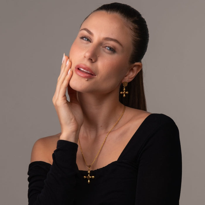 Women's Stainless Steel 18K Gold-Plated Necklace – Tiger Eye – Meiva necklace view 3