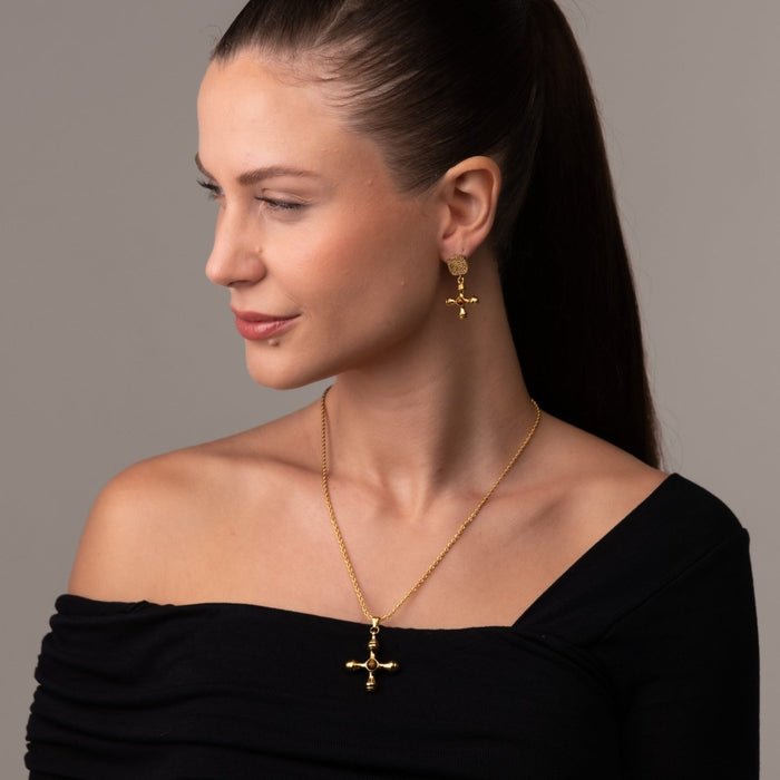 Women's Stainless Steel 18K Gold-Plated Necklace – Tiger Eye – Meiva necklace view 4