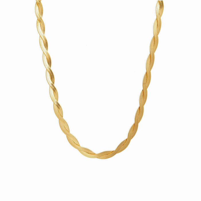 Women's Stainless Steel 18K Gold-Plated Necklace – Twist, Layered – Meiva necklace