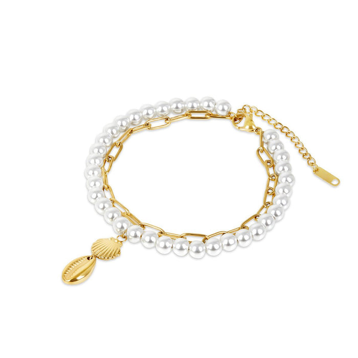 Women's Stainless Steel 18K Gold-Plated Pearl Anklet – Noronha, Dainty – Meiva anklet
