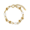 Women's Stainless Steel 18K Gold-Plated Pearl Bracelet – Knot and, Dainty – Meiva bracelet