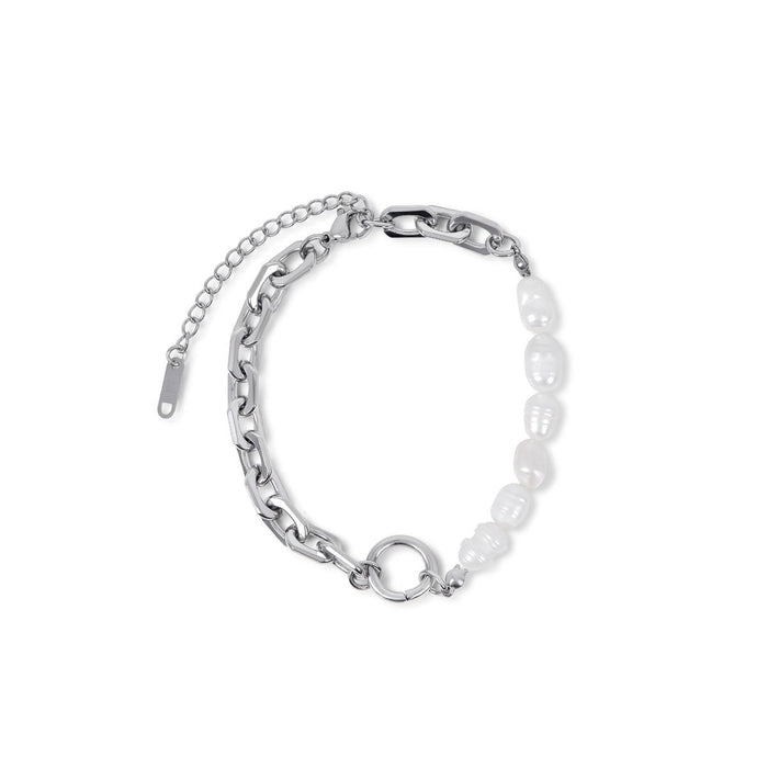 Women's Stainless Steel 18K Gold-Plated Pearl Bracelet – Mood Silver, Dainty – Meiva bracelet