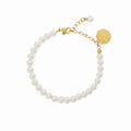 Women's Stainless Steel 18K Gold-Plated Pearl Bracelet – with Charm, Dainty – Meiva bracelet