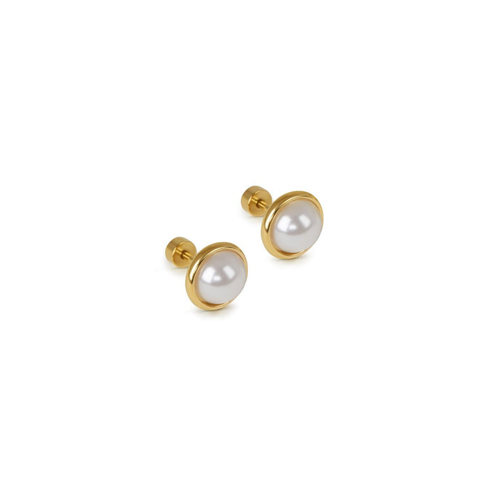 Women's Stainless Steel 18K Gold-Plated Pearl Earrings – Solitaire – Meiva earrings