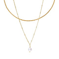 Women's Stainless Steel 18K Gold-Plated Pearl Necklace – Everyday Mix Double, Dainty – Meiva necklace