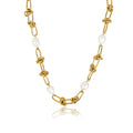 Women's Stainless Steel 18K Gold-Plated Pearl Necklace – Knot and, Adjustable – Meiva necklace