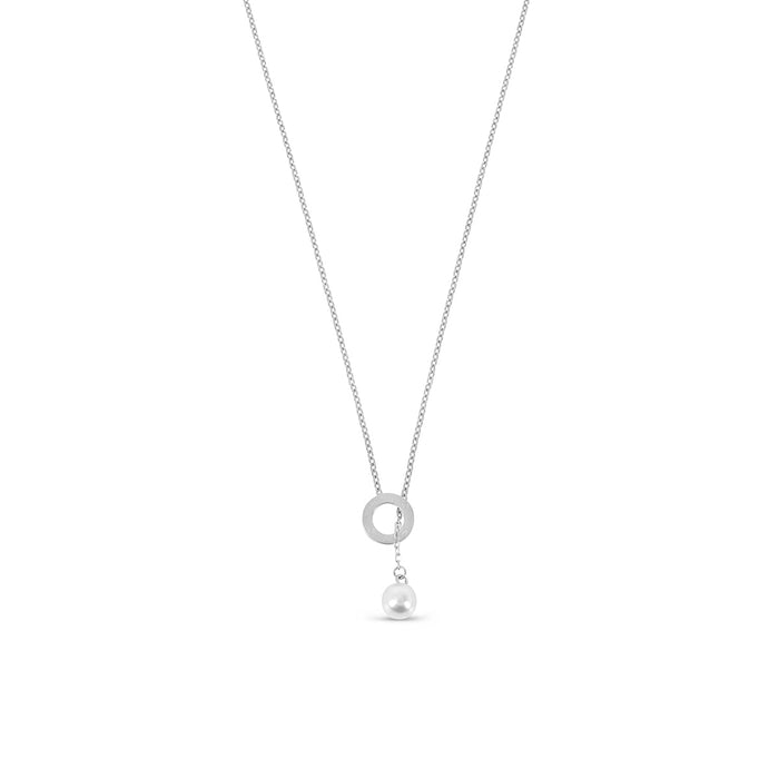 Women's Stainless Steel 18K Gold-Plated Pearl Necklace – Sicily Silver – Meiva necklace