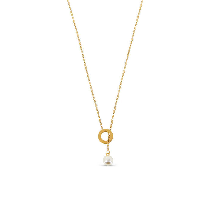 Women's Stainless Steel 18K Gold-Plated Pearl Necklace – Sicily – Meiva necklace