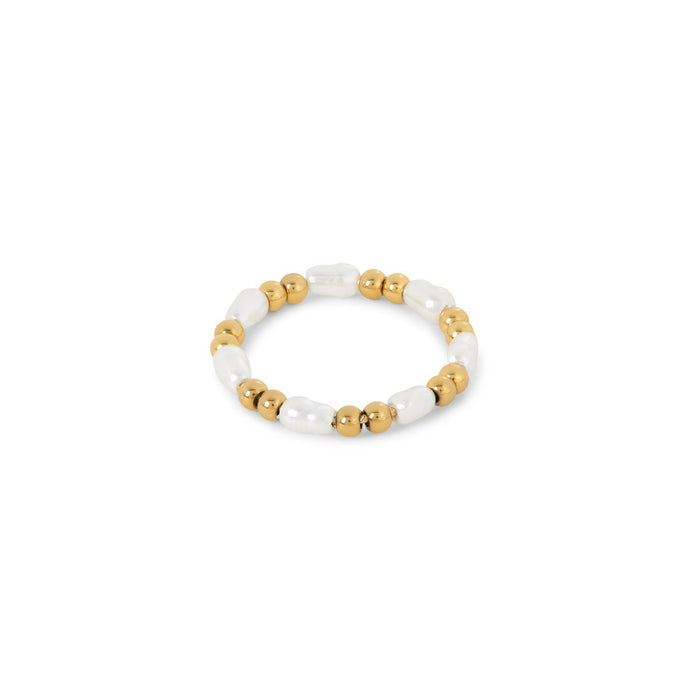 Women's Stainless Steel 18K Gold-Plated Pearl Ring – Dress – Meiva ring