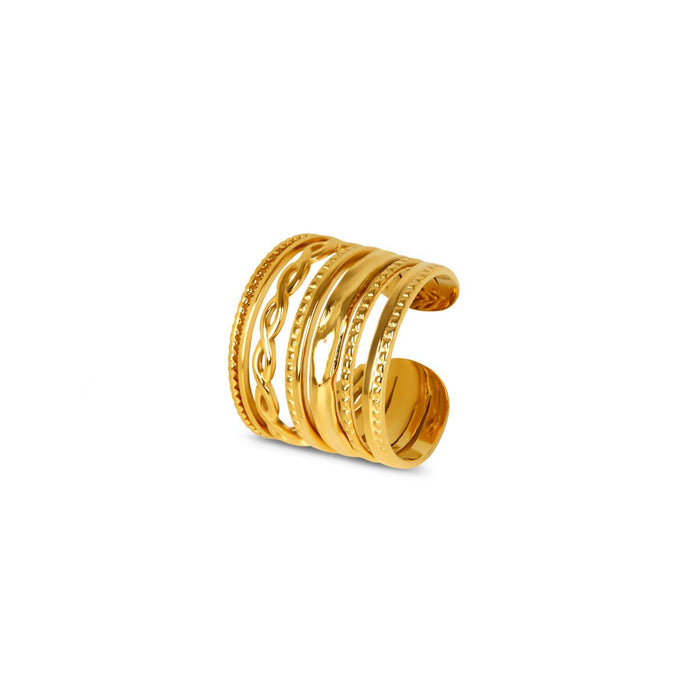 Women's Stainless Steel 18K Gold-Plated Ring – Adjustable Royale – Meiva ring