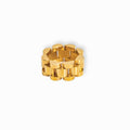 Women's Stainless Steel 18K Gold-Plated Ring – Beauty Wide Minimalist Link, Dainty – Meiva ring