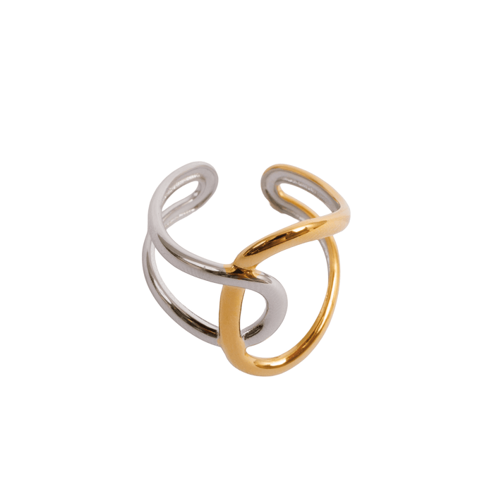 Women's Stainless Steel 18K Gold-Plated Ring – Bows of Light Adjustable Two-Tone Gold and Silver, Dainty – Meiva ring