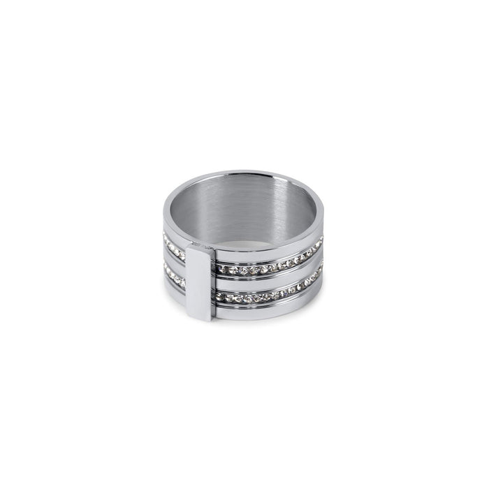 Women's Stainless Steel 18K Gold-Plated Ring – Caviar Stack Silver, Layered – Meiva ring
