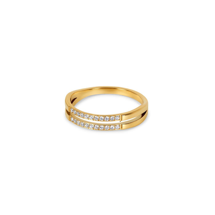 Women's Stainless Steel 18K Gold-Plated Ring – Double Layer, Layered – Meiva ring