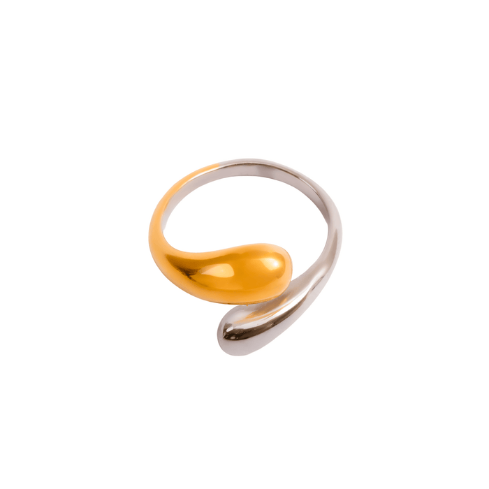 Women's Stainless Steel 18K Gold-Plated Ring – Drop Adjustable Two-Tone Gold and Silver, Dainty – Meiva ring