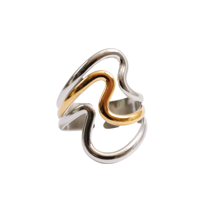 Women's Stainless Steel 18K Gold-Plated Ring – Dual Harmony Adjustable Two-Tone Gold and Silver – Meiva ring