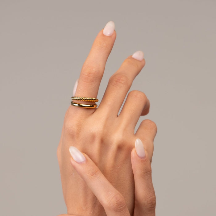 Women's Stainless Steel 18K Gold-Plated Ring – Duo – Meiva ring view 3
