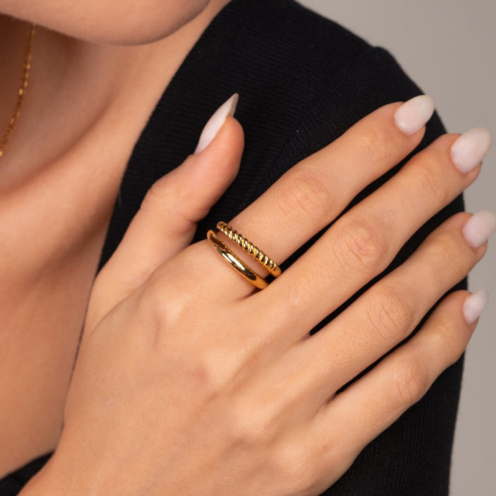 Women's Stainless Steel 18K Gold-Plated Ring – Duo – Meiva ring view 5