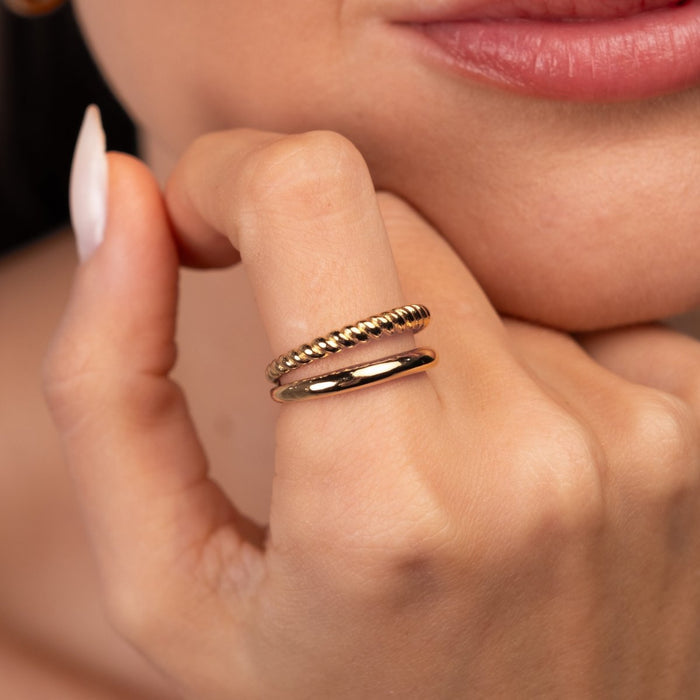 Women's Stainless Steel 18K Gold-Plated Ring – Duo – Meiva ring view 8