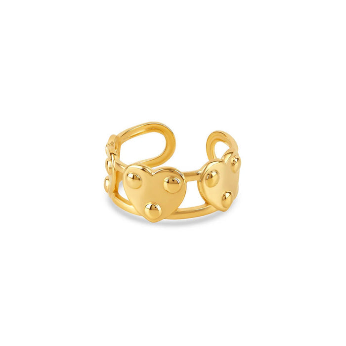 Women's Stainless Steel 18K Gold-Plated Ring – Eternal Heart Adjustable, Dainty – Meiva ring