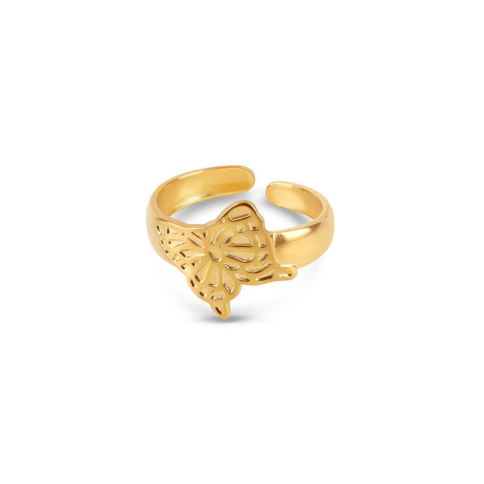 Women's Stainless Steel 18K Gold-Plated Ring – Flora Adjustable, Dainty – Meiva ring