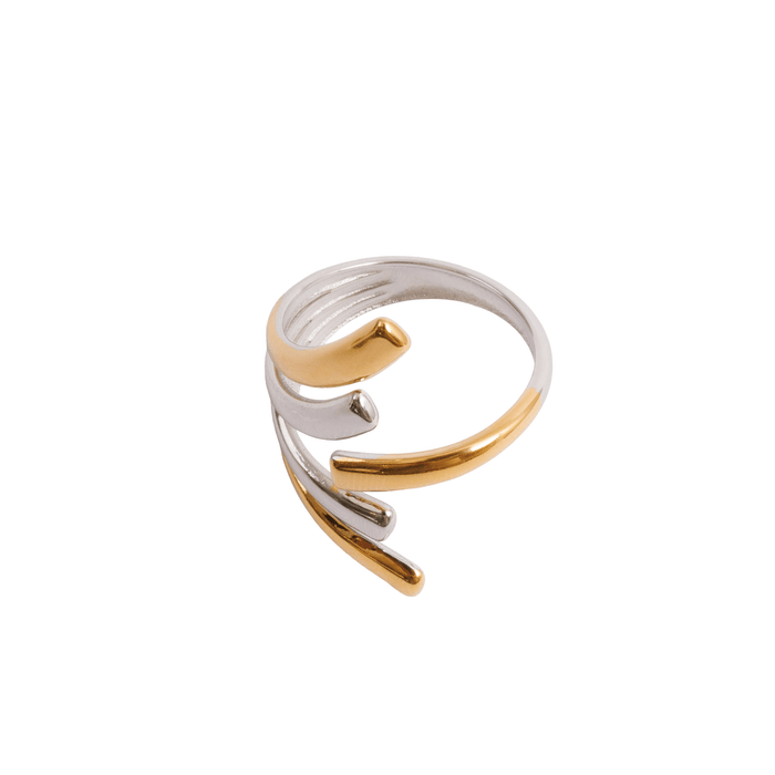 Women's Stainless Steel 18K Gold-Plated Ring – Flow Adjustable Two-Tone Gold and Silver – Meiva ring