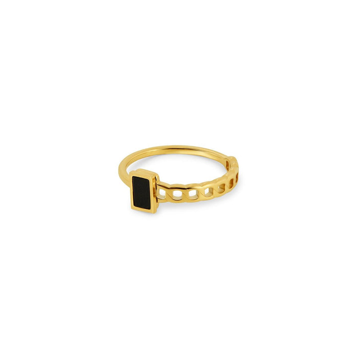 Women's Stainless Steel 18K Gold-Plated Ring – Fusion, Statement – Meiva ring