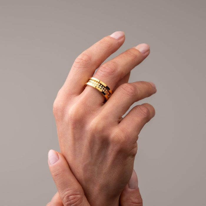 Women's Stainless Steel 18K Gold-Plated Ring – Genova – Meiva ring view 2