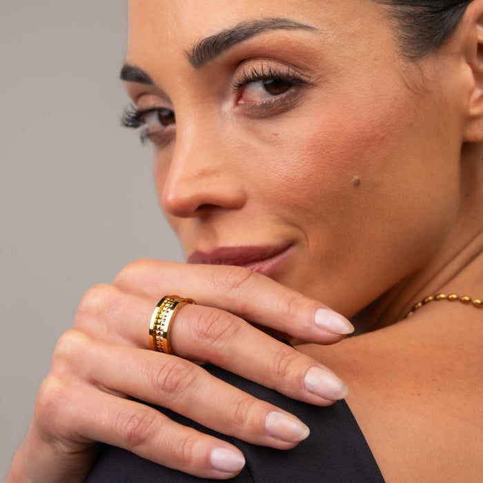 Women's Stainless Steel 18K Gold-Plated Ring – Genova – Meiva ring view 3