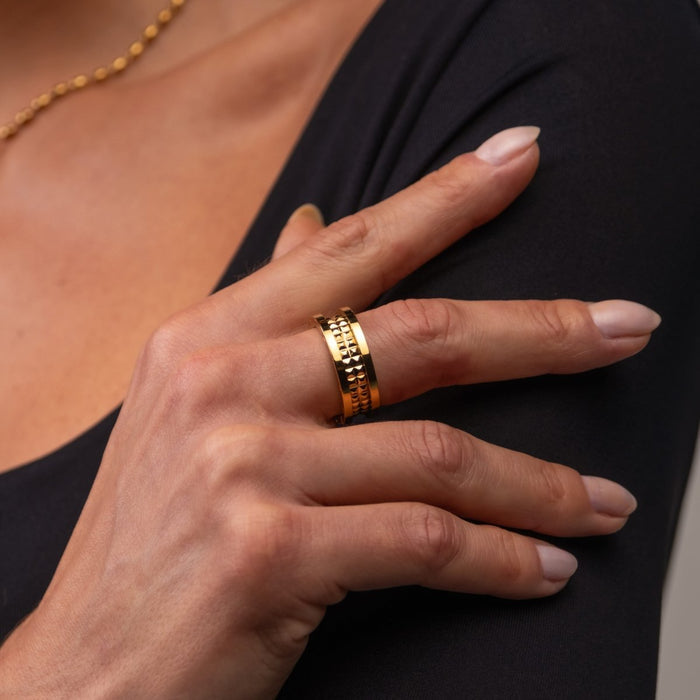 Women's Stainless Steel 18K Gold-Plated Ring – Genova – Meiva ring view 5