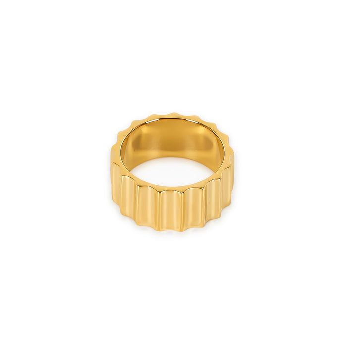 Women's Stainless Steel 18K Gold-Plated Ring – Groove – Meiva ring