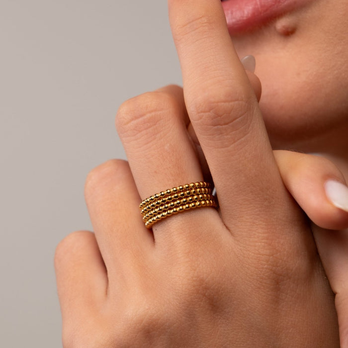 Women's Stainless Steel 18K Gold-Plated Ring – Iconic Sphere – Meiva ring view 4