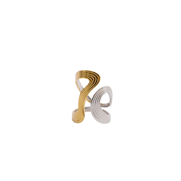 Women's Stainless Steel 18K Gold-Plated Ring – Infinity Adjustable Two-Tone Gold and Silver – Meiva ring
