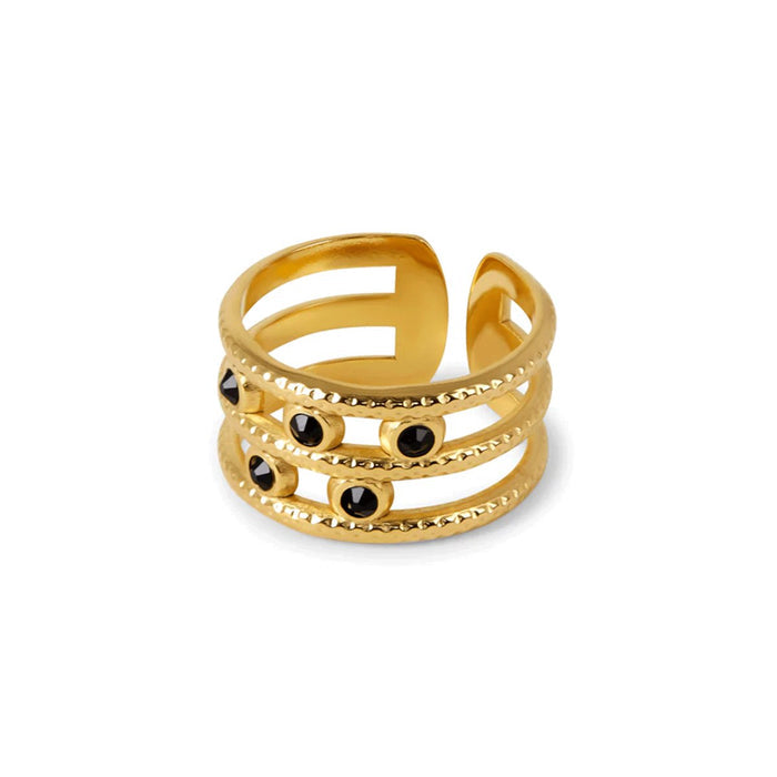 Women's Stainless Steel 18K Gold-Plated Ring – Melina Adjustable, Statement – Meiva ring