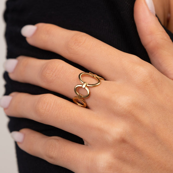 Women's Stainless Steel 18K Gold-Plated Ring – Open Link Adjustable, Dainty – Meiva ring view 3