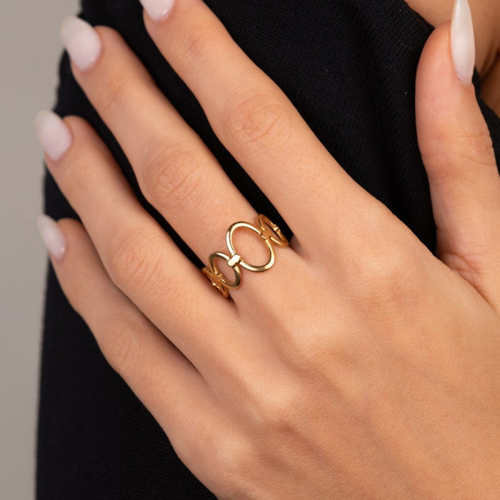 Women's Stainless Steel 18K Gold-Plated Ring – Open Link Adjustable, Dainty – Meiva ring view 4