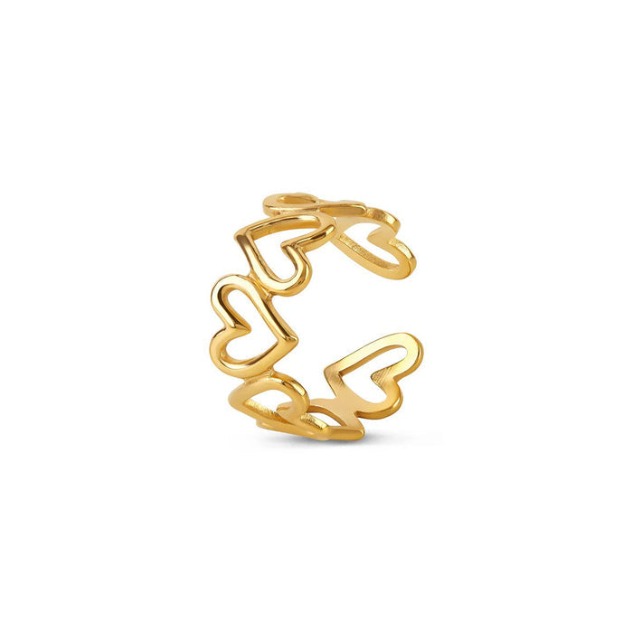 Women's Stainless Steel 18K Gold-Plated Ring – Open Love Adjustable, Dainty – Meiva ring