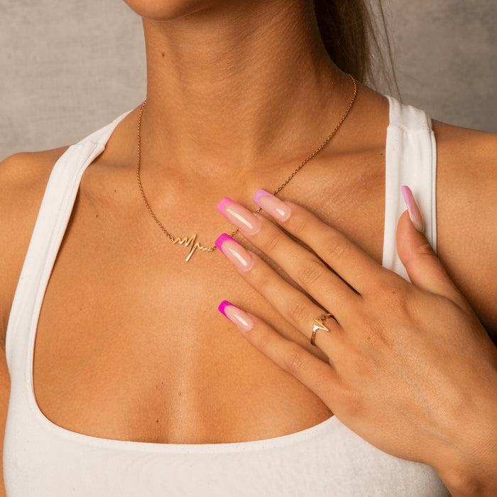 Women's Stainless Steel 18K Gold-Plated Ring – Rhythm of Love, Dainty – Meiva ring view 2