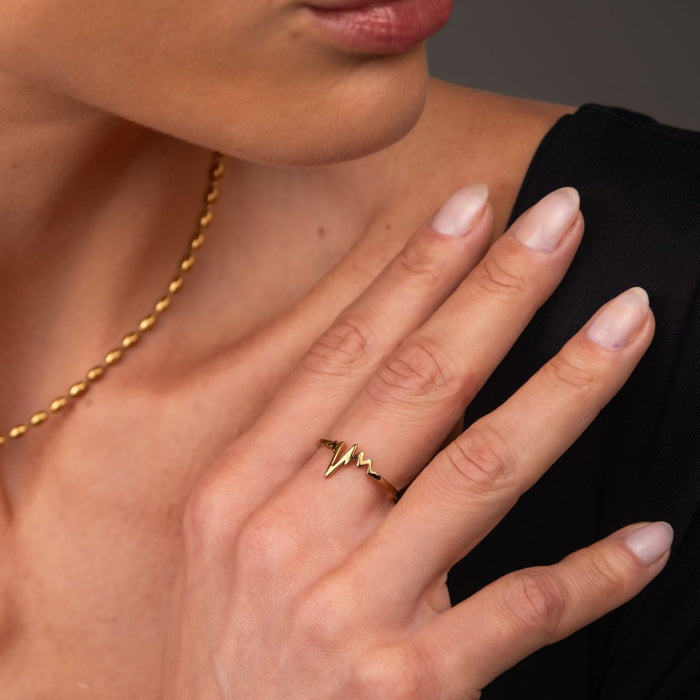 Women's Stainless Steel 18K Gold-Plated Ring – Rhythm of Love, Dainty – Meiva ring view 6