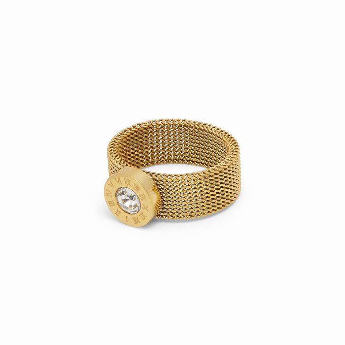Women's Stainless Steel 18K Gold-Plated Ring – Roman Mesh, Dainty – Meiva ring