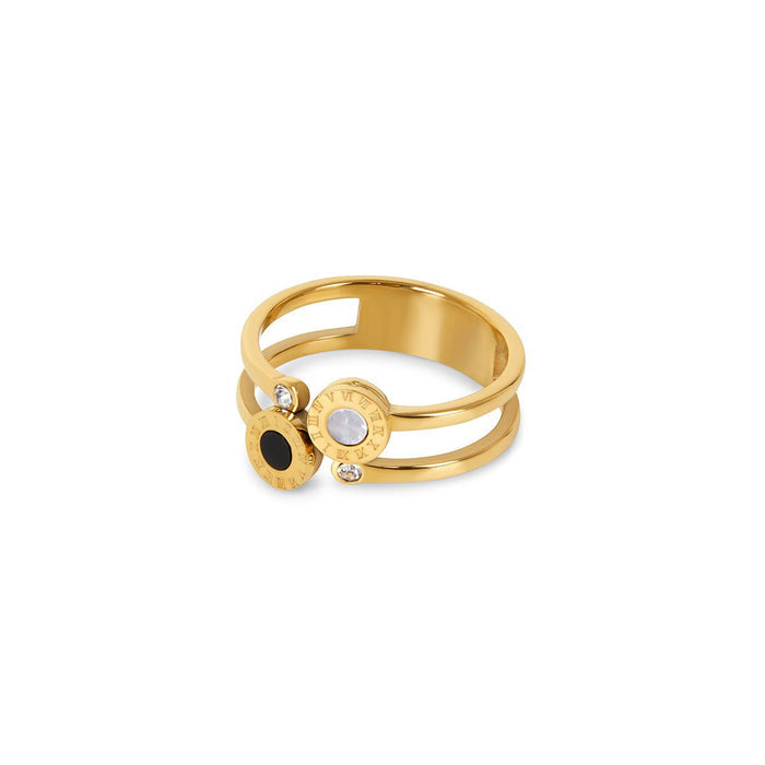 Women's Stainless Steel 18K Gold-Plated Ring – Roman Venice – Meiva ring