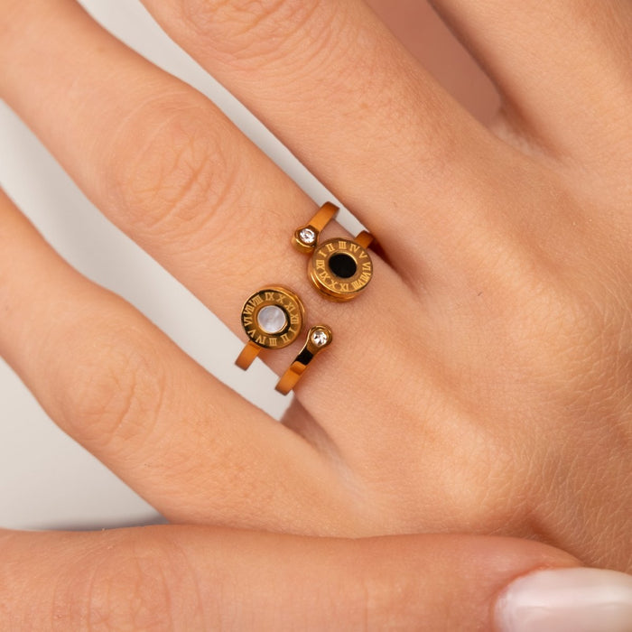 Women's Stainless Steel 18K Gold-Plated Ring – Roman Venice – Meiva ring view 3