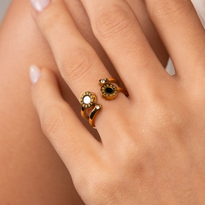 Women's Stainless Steel 18K Gold-Plated Ring – Roman Venice – Meiva ring view 4