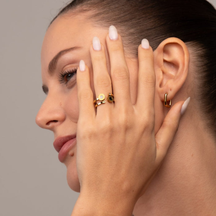 Women's Stainless Steel 18K Gold-Plated Ring – Roman Venice – Meiva ring view 5