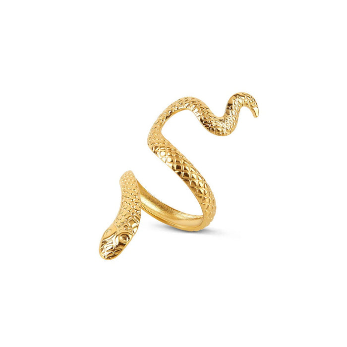 Women's Stainless Steel 18K Gold-Plated Ring – Serpent Adjustable, Statement – Meiva ring