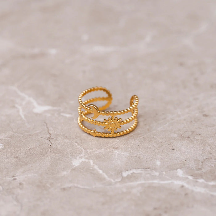 Women's Stainless Steel 18K Gold-Plated Ring – Sky Adjustable, Dainty – Meiva ring view 2