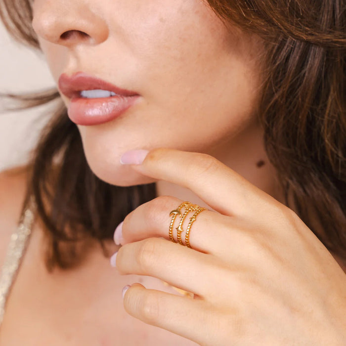 Women's Stainless Steel 18K Gold-Plated Ring – Sky Adjustable, Dainty – Meiva ring view 5