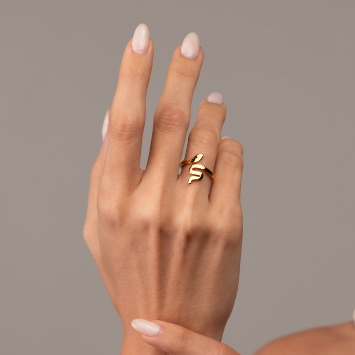 Women's Stainless Steel 18K Gold-Plated Ring – Snake, Statement – Meiva ring view 4