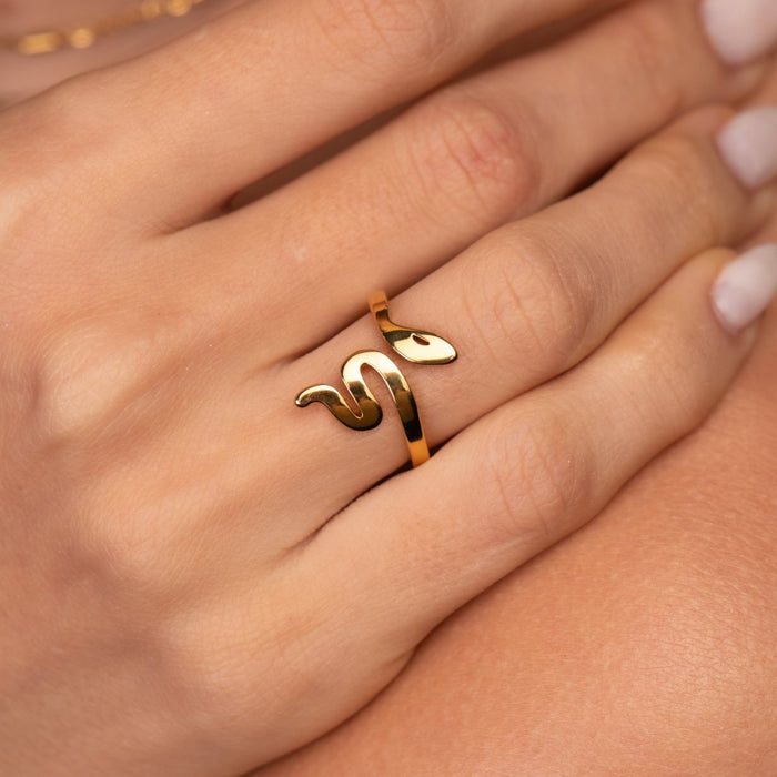 Women's Stainless Steel 18K Gold-Plated Ring – Snake, Statement – Meiva ring view 5