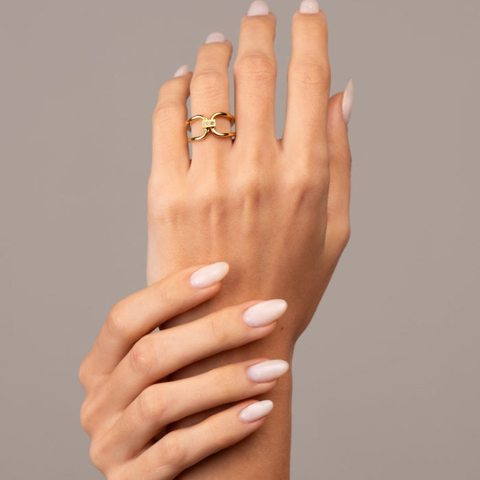 Women's Stainless Steel 18K Gold-Plated Ring – Ternura, Dainty – Meiva ring view 2